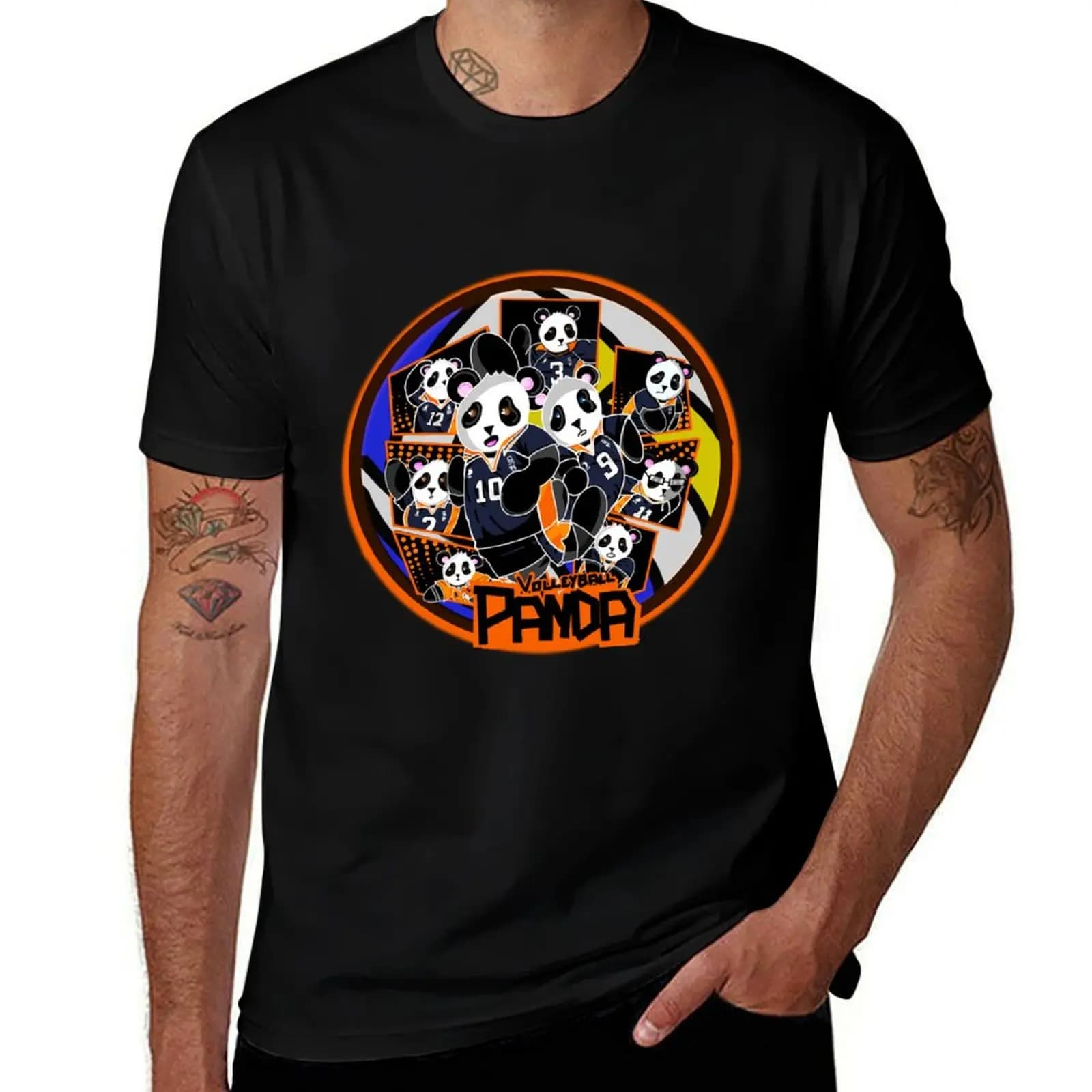 Volleyball Panda T-Shirt Sport Basic Moisture Wicking Tee