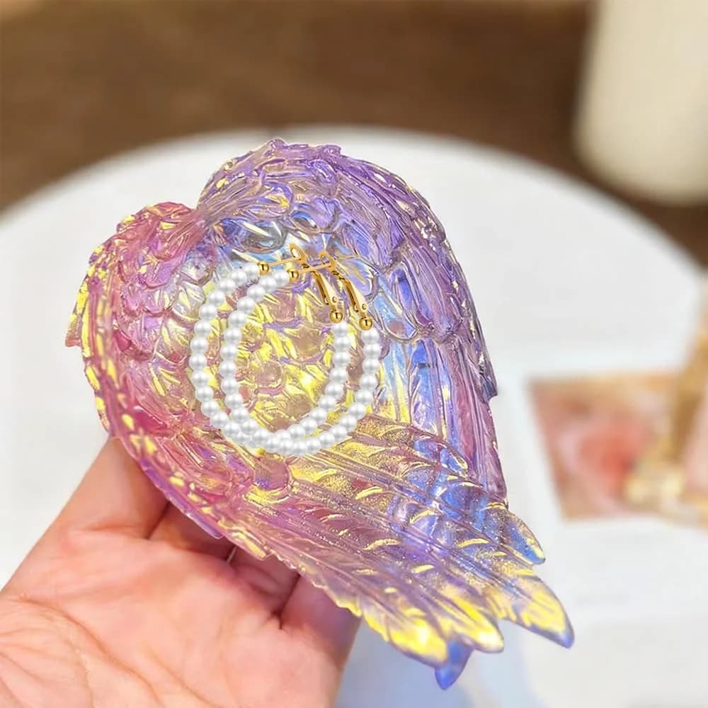 Angel Wings Resin Silicone Mold Heart-Shaped Box & Candle Holder with Detailed Winged Design for Crafting And DIY Projects