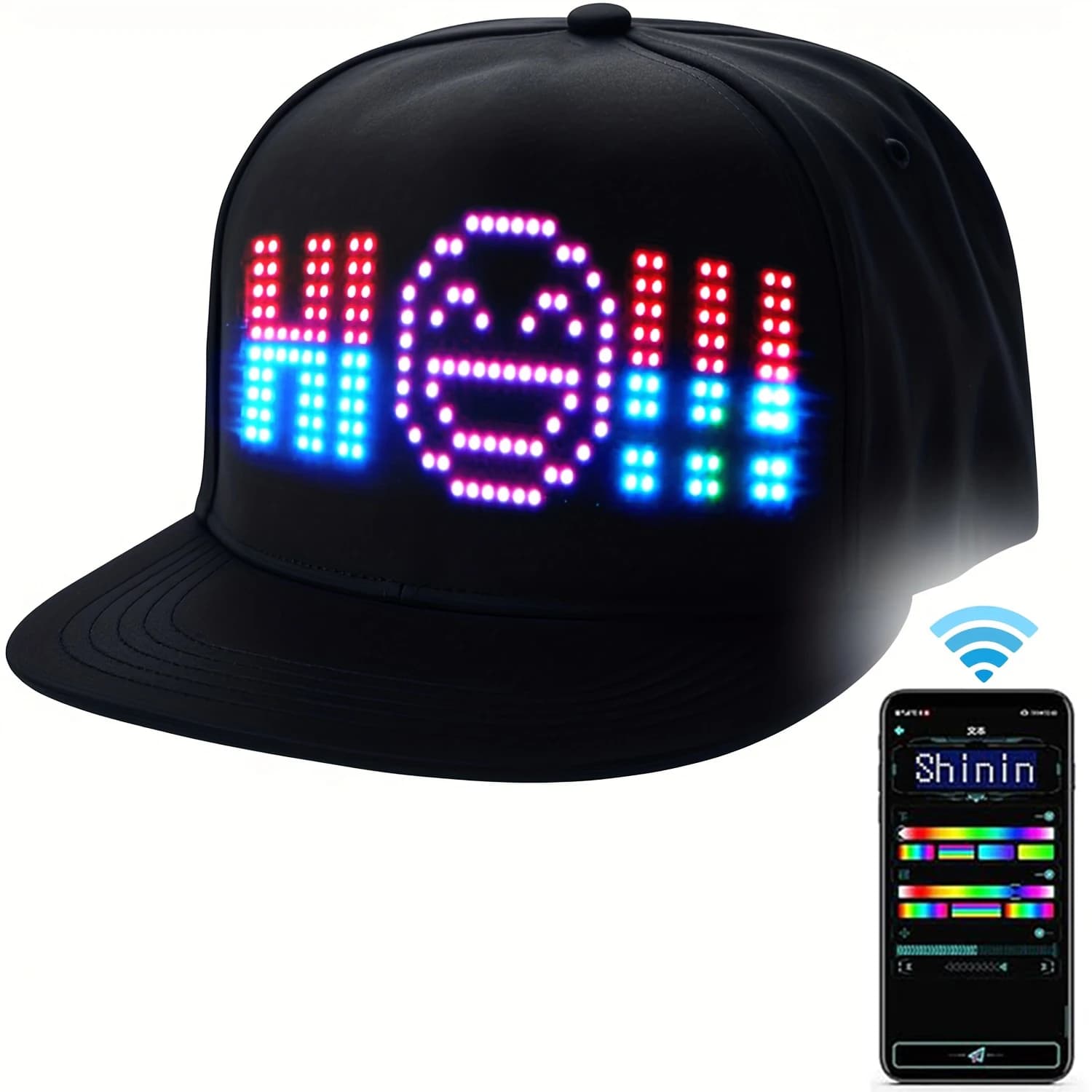 2025 Nuovo berretto LED, controllo APP multilingue Editing fai-da-te Light Up Cool Hat (testo, musica, immagine, disegno) per uomini e donne
