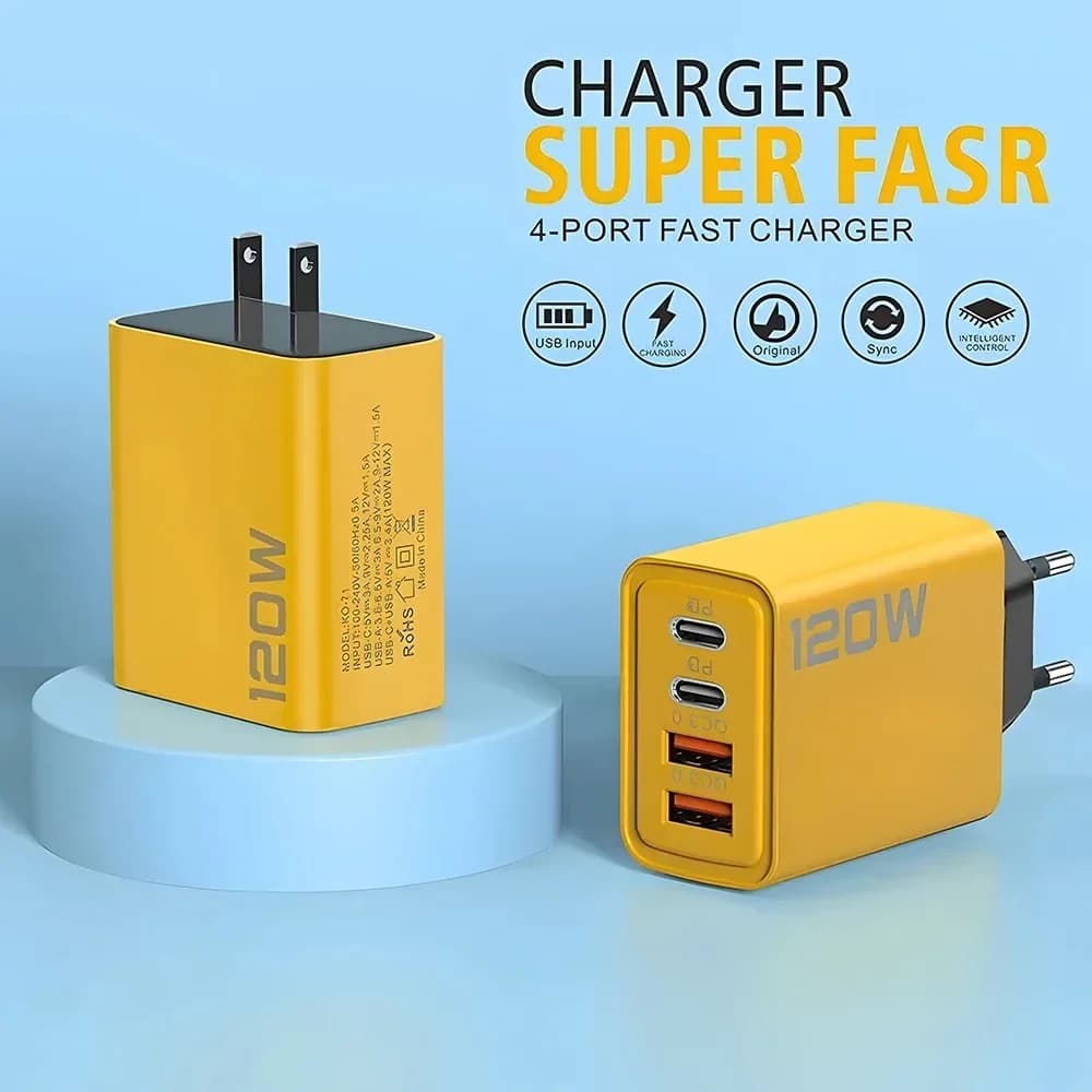 USB Type-C Wall Adapter Full 120 W Quick Charger PD for iPhone 16/15/14 Xiaomi Huawei Redmi Oneplus Phone Charger