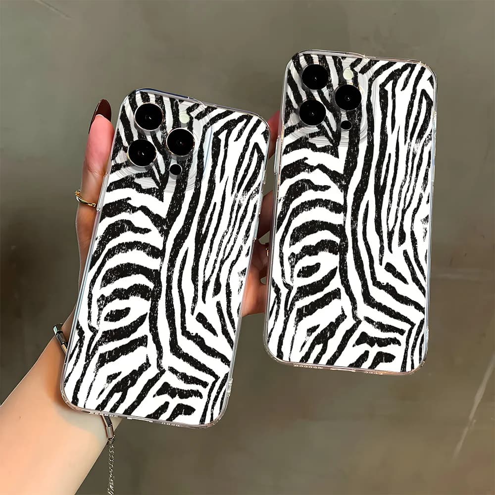 Custodia per telefono in silicone con motivo zebrato artistico per iPhone 17 16 15 14 13 12 11 Pro Xs Max Air Mini 7 8 6 6s Plus SE 2020 2022 Cover