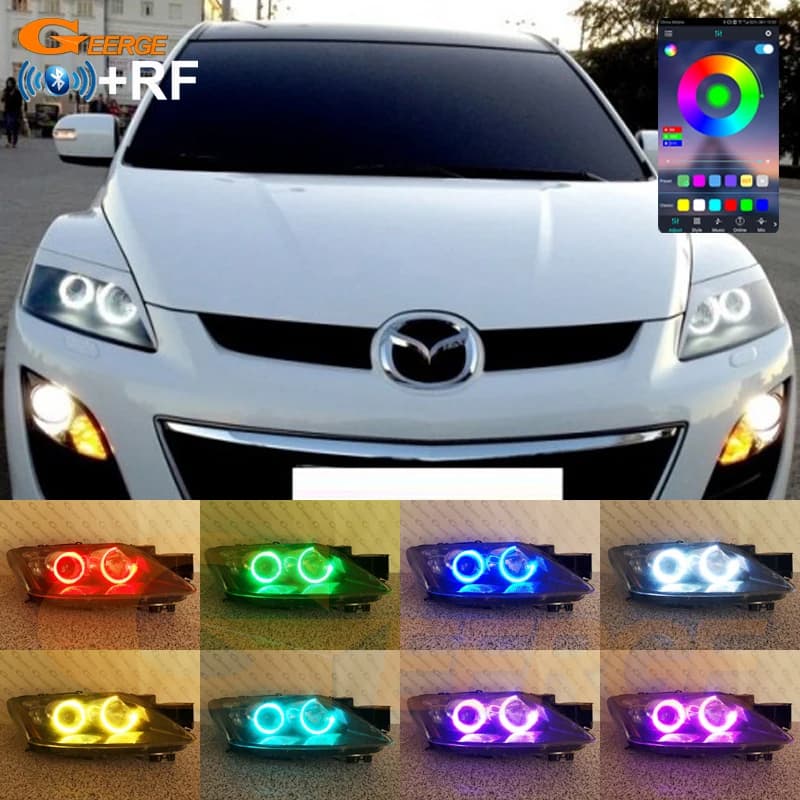 Per Mazda CX7 CX 7 CX-7 2007 2008 2009 2010 2011 2012 RF App remota BT Ultra luminoso multicolore RGB Angel Eyes Kit Halo Anelli