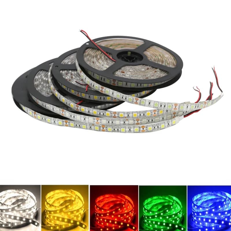 5V 12V 24V HA CONDOTTO LA Luce di Striscia Impermeabile SMD 5050 5M Ledstrip 5 12 24 V Volt RGB Nastro HA CONDOTTO LA Luce di Striscia Per La Camera Da Letto TV retroilluminazione