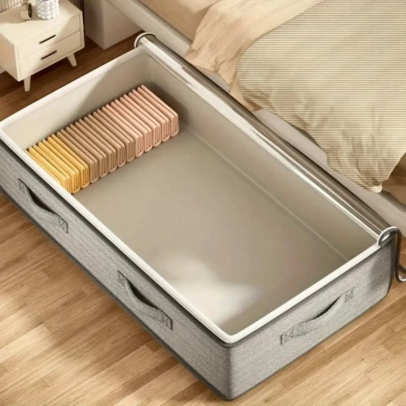Large storage boxes under the bed, durable nonwoven fabric organizer containers stackable, ideal for organizing the bedroom wardrobe