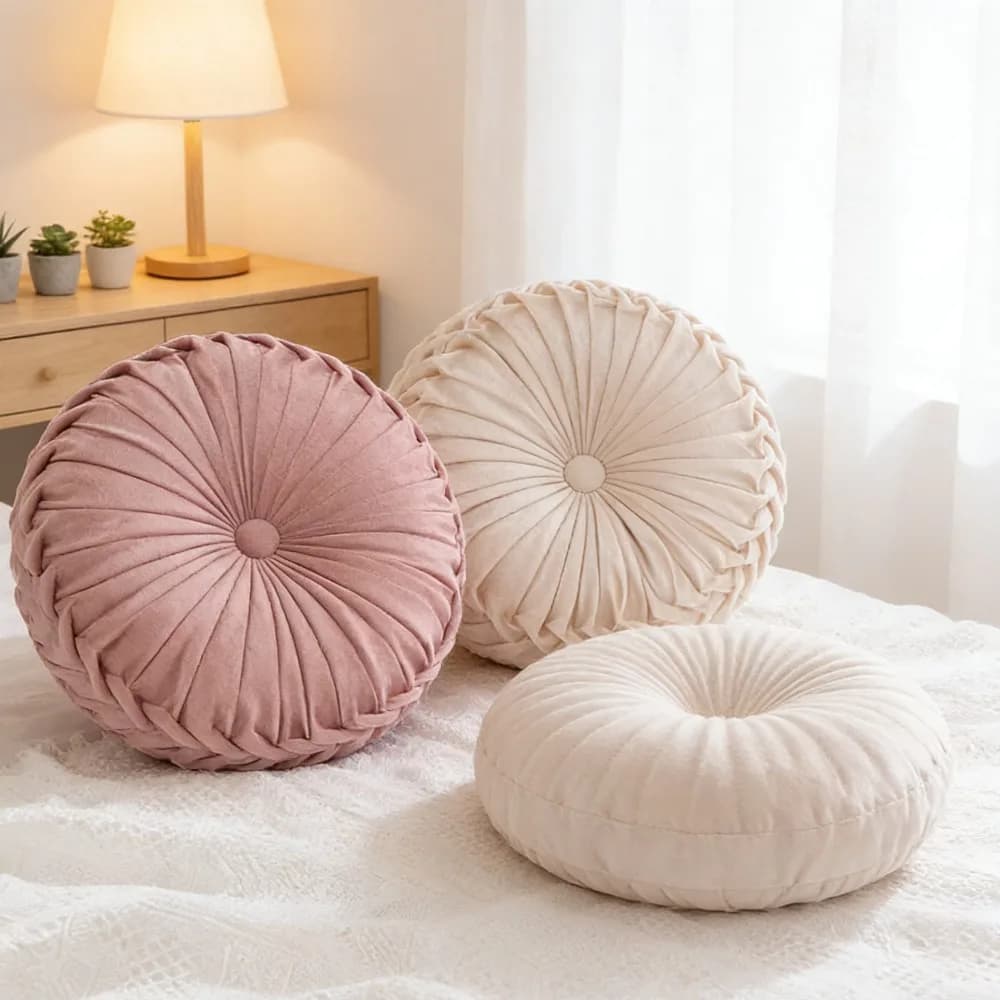 Cuscino Rotondo Morbido a Forma di Zucca Rosa in Stile Nordico per Divano, Letto, Supporto Lombare e Arredamento Casa