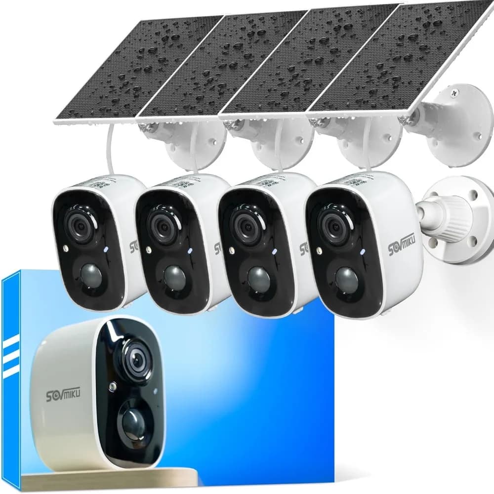 4cg6 migliore telecamera di sicurezza solare 2k wireless esterna, telecamera alimentata a batteria, facile da configurare, rilevamento del movimento, audio bidirezionale, au