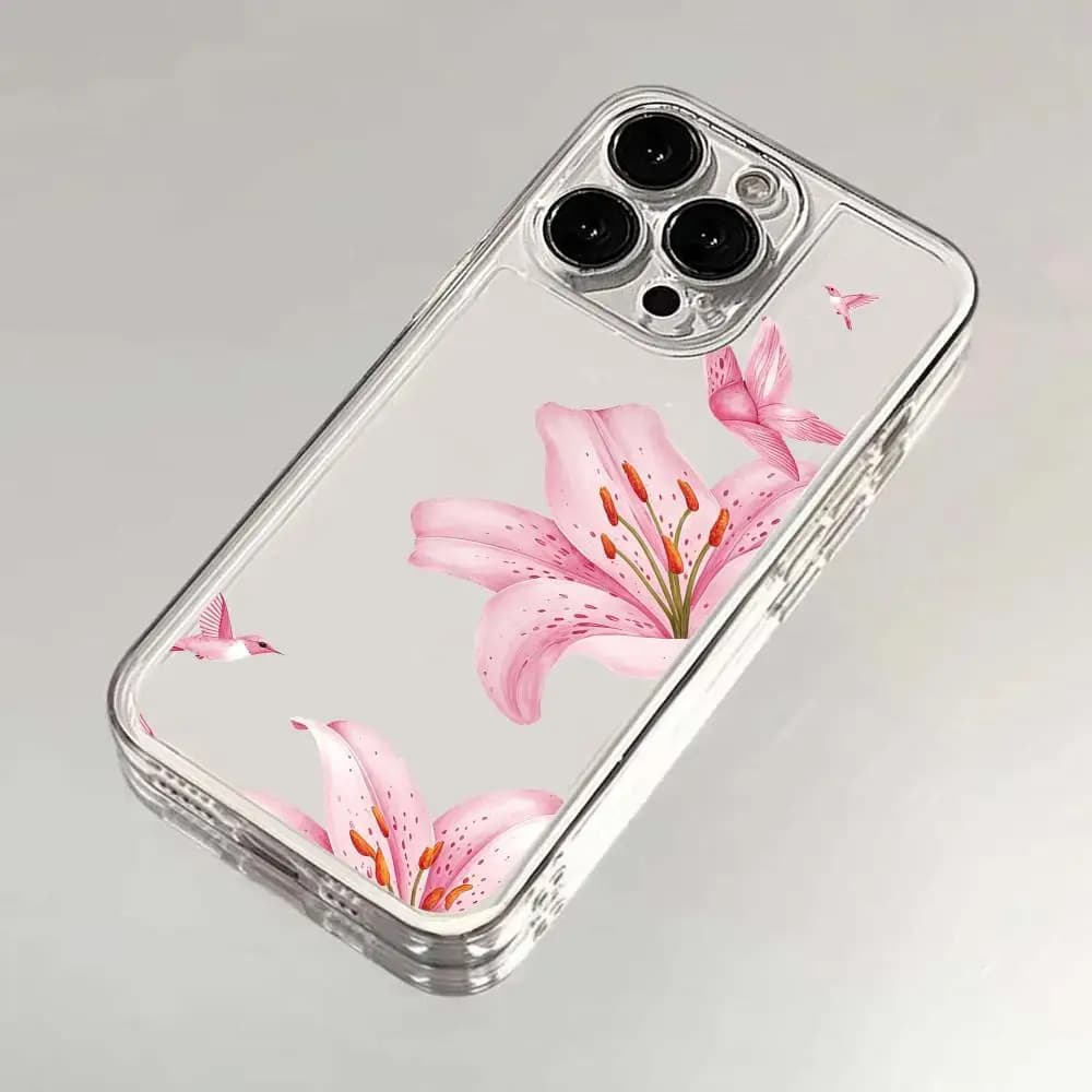 Custodia trasparente rosa floreale a farfalla per iPhone 17 16 15 14 13 12 11 Pro/Max/Plus anti-caduta e anti-shock
