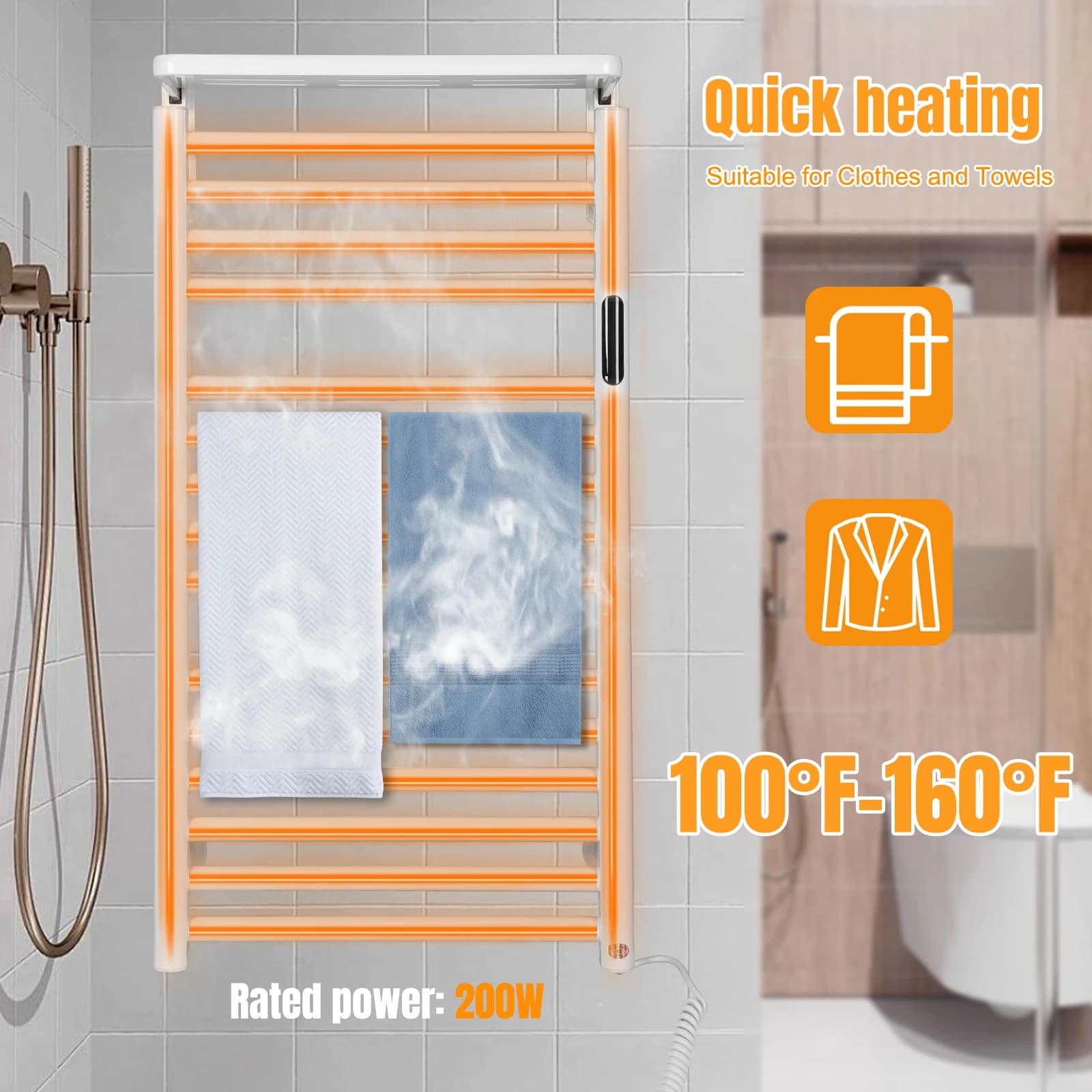 15 Bar Domestic Scaldasalviette Radiator with Timer and Temperature Control, Heating Towels, Waterproof IP56 for Family, Pool, Salon