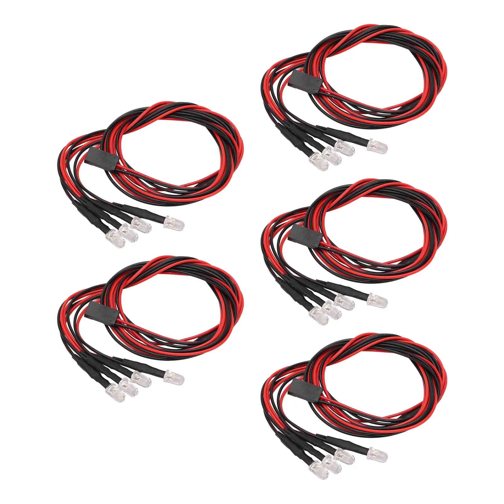 5 Sets 4 LED RC Car Light High Brightness Diameter 5mm 2 White Lights 2 Red Lights RC LED Lights Kits for Modified Headlights