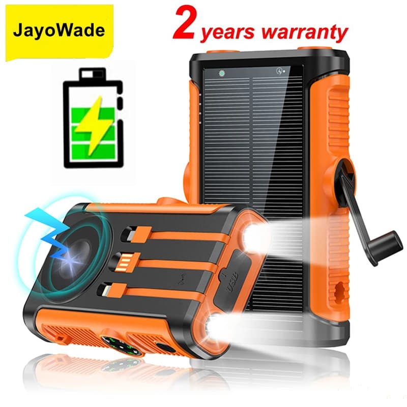 JayoWade Nuovo 20000mAh Manovella Solar Power Bank 22.5W PD Caricabatterie wireless a ricarica rapida Powerbank per iPhone 16 iWatch Airpods