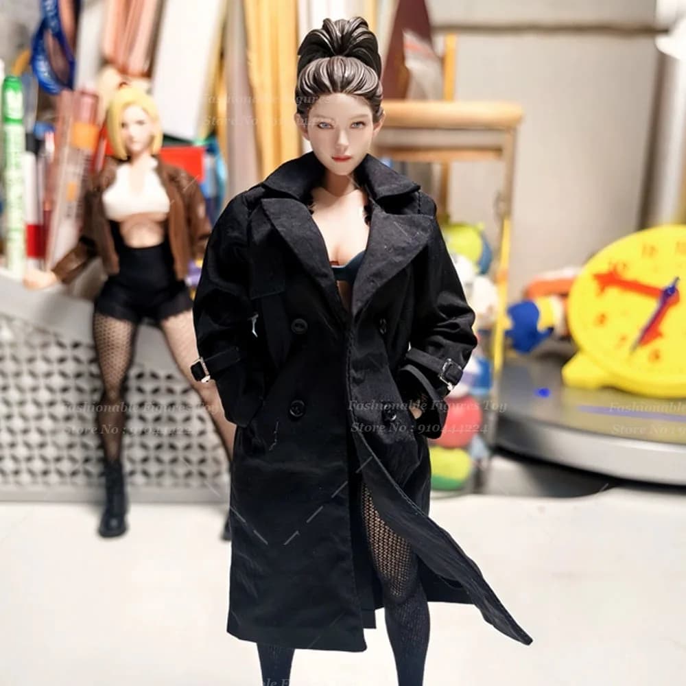 Romankey 1/12 Trench Coat da Donna, Giacca, Body Aderente, Leggings, Accessori per Abbigliamento, Compatibile con Action Figure da 6 Pollici