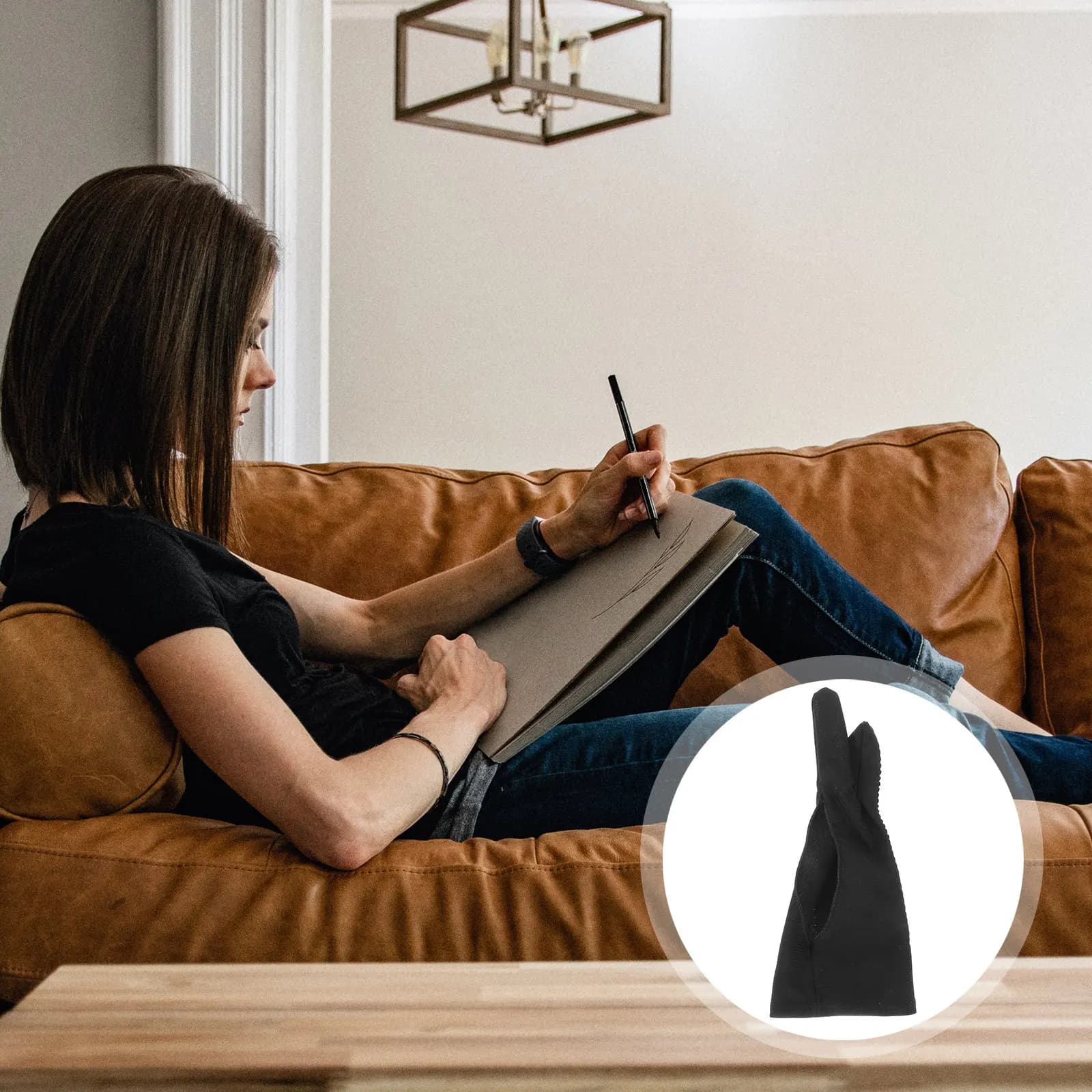 Guanto da Disegno a 2 Dita per Artisti e Designer, per Tablet Digitali, Schizzi e Pittura, Anti-Sbavatura, Traspirante, Controllo di Precisione