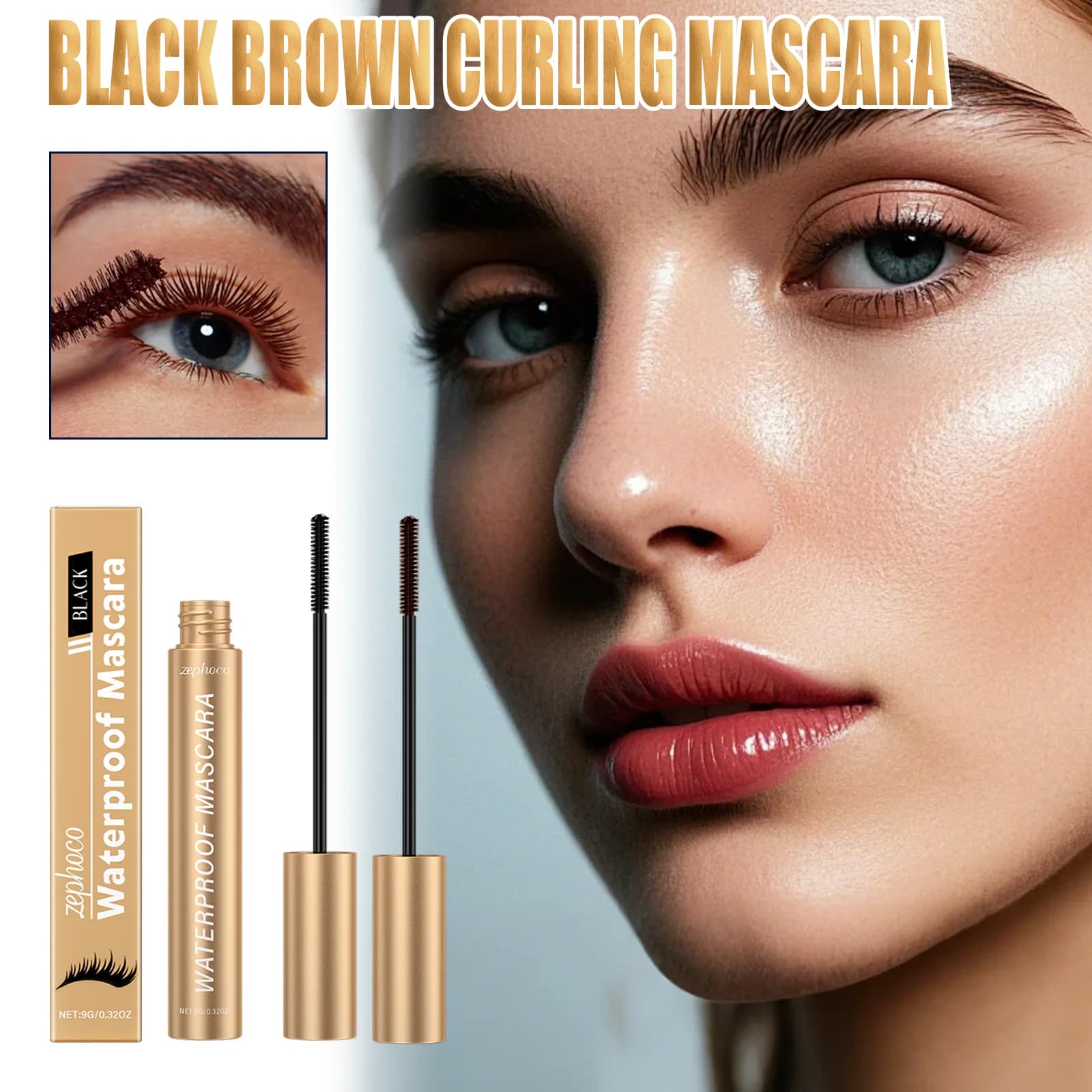 Mascara arricciante Nero Marrone Allungamento Impermeabile Formula delicata Facile da pulire Abbigliamento quotidiano Aspetto naturale A lunga durata Asciugatura rapida