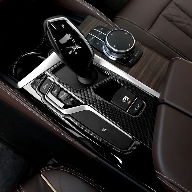 For BMW Series 5 G30 6GT G32 LHD RHD Accessories Carbon Fiber Sticker Gear buttons Cover panel Car Styling