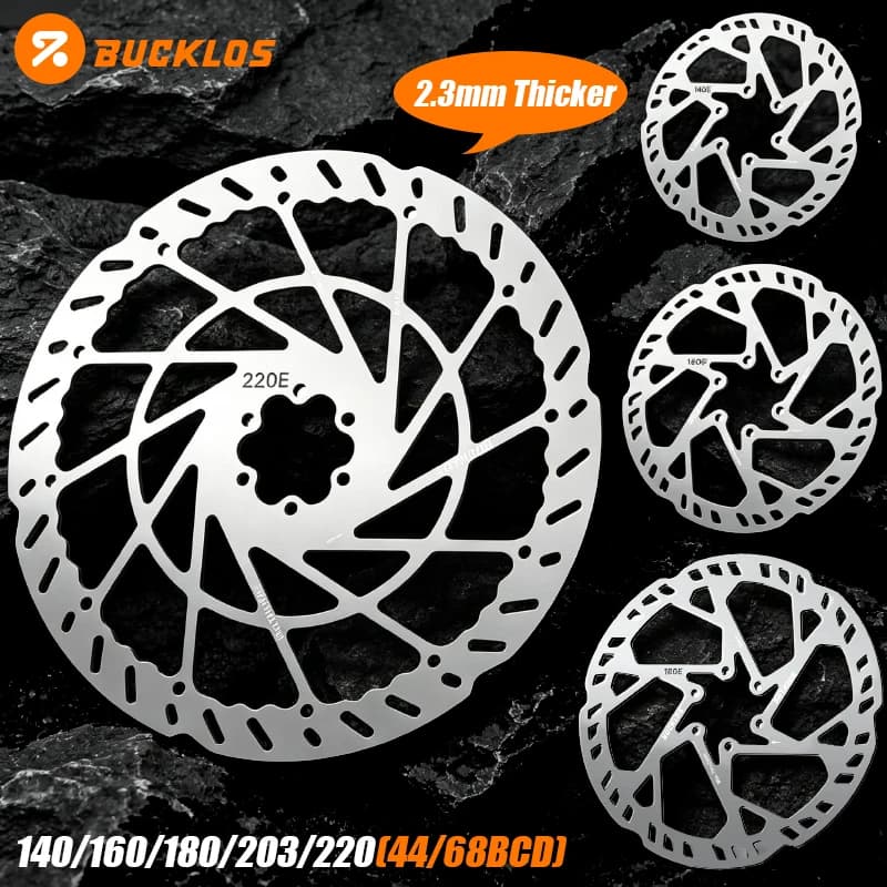 BUCKLOS 220mm Bicycle Brake Disc 2.3mm Thick Bike Brake Rotor 140/160/180/203mm Bicycle Rotor Stainless Steel Bike Disc