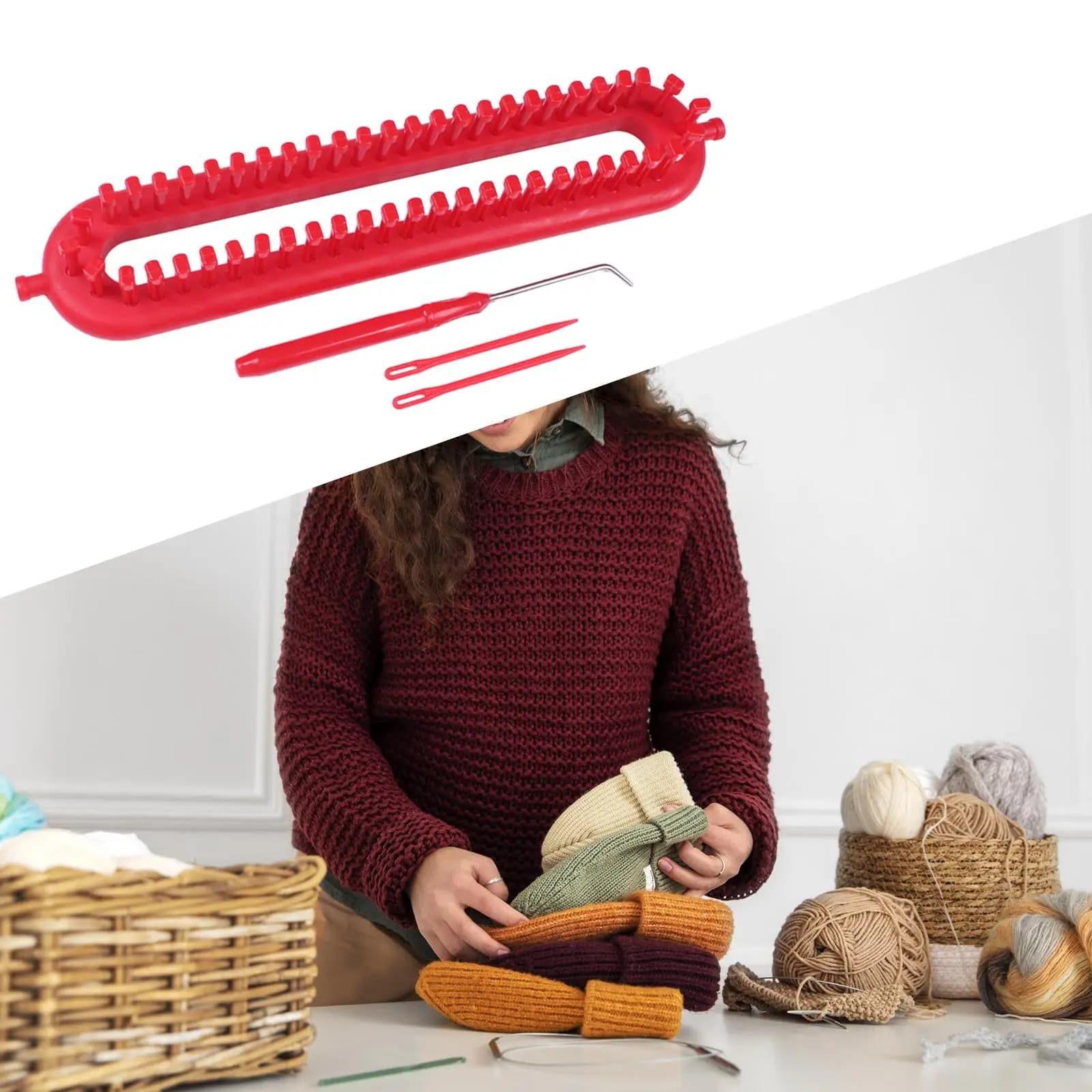 Scarf Weaving Making Loom Hand Knitting Kit for DIY Craft Enthusiasts Complete Accessory Set for Handmade Gifts