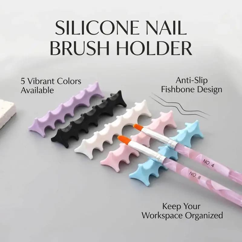 Portapennelli in Silicone a Forma di Lisca di Pesce, Espositore per Pennelli UV Gel, Supporto per Pennelli da Trucco e Pittura, Organizzatore