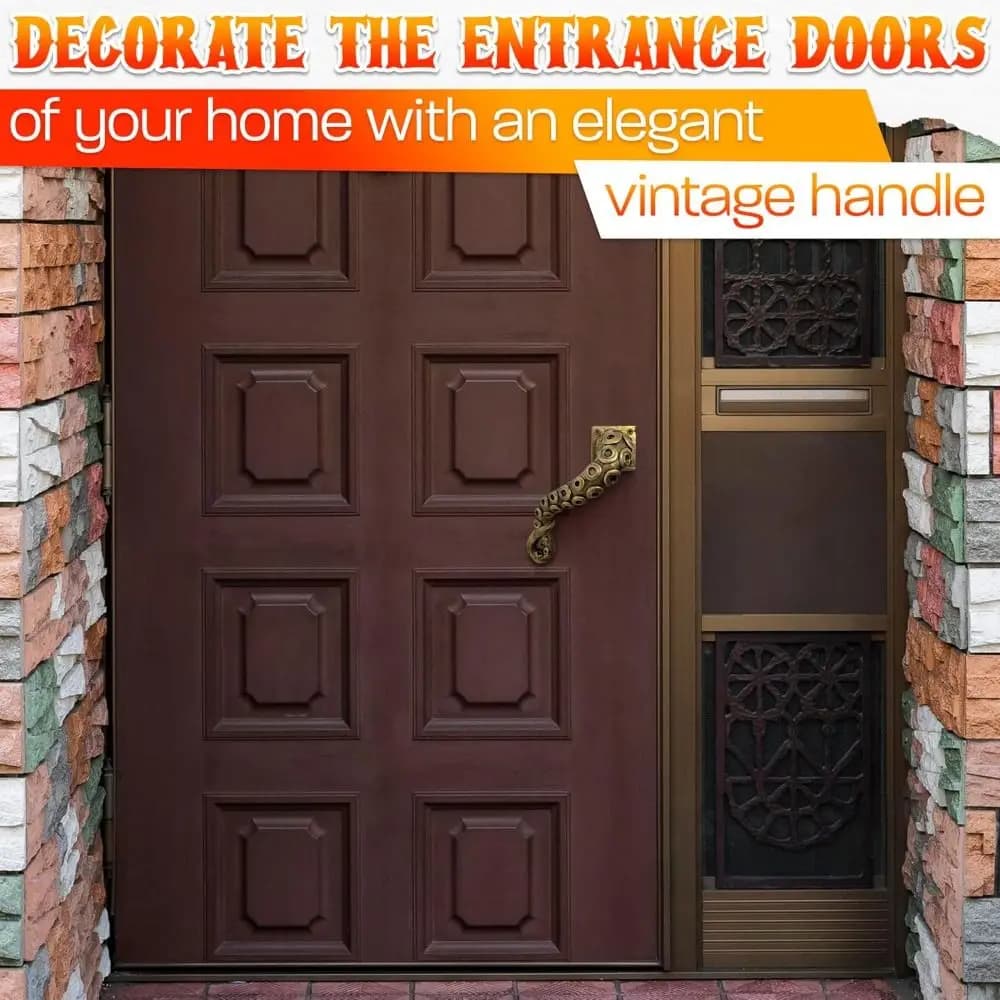 Maniglia per Porta a Forma di Tentacolo Unico, Finitura Bronzo, Maniglia Ergonomica Robusta in Stile Steampunk, in Poliresina Premium