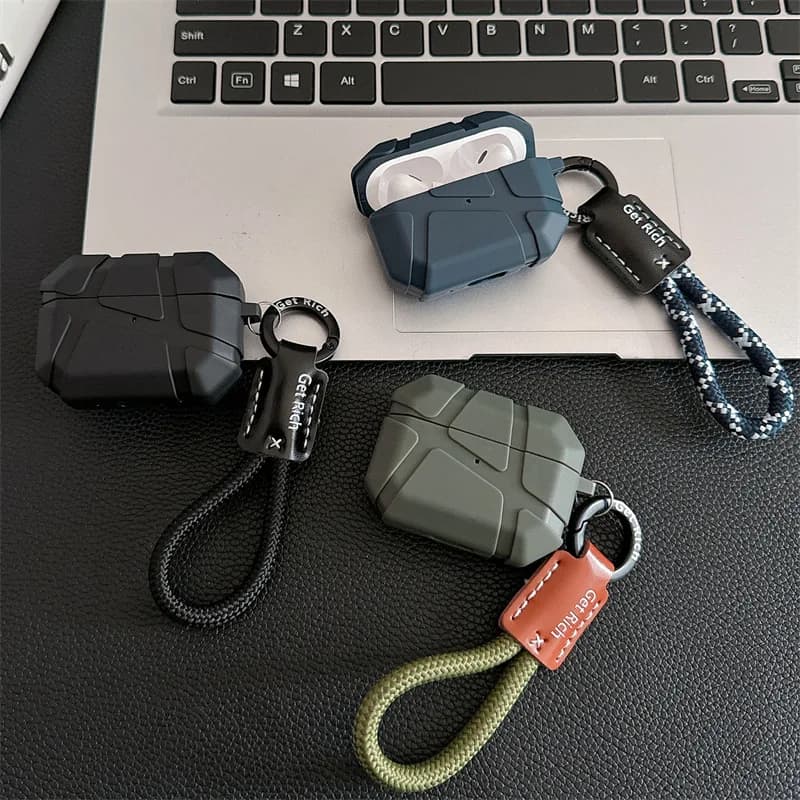 For Airpods Pro 3 Case 2025,Military Shockproof Earphone TPU Protecive Cover For Airpods Pro 2/Airpods 4 Case With Keychain