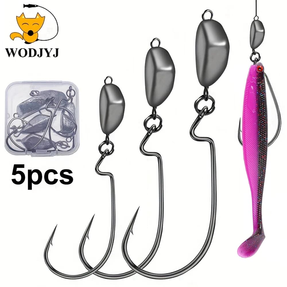 WDJYJ 5 pz/scatola 3.5g 5g 7g 10g 12g 14g proiettile jig testa ami, peso profondo del piombo con ganci offset per attrezzatura per basso verme morbido
