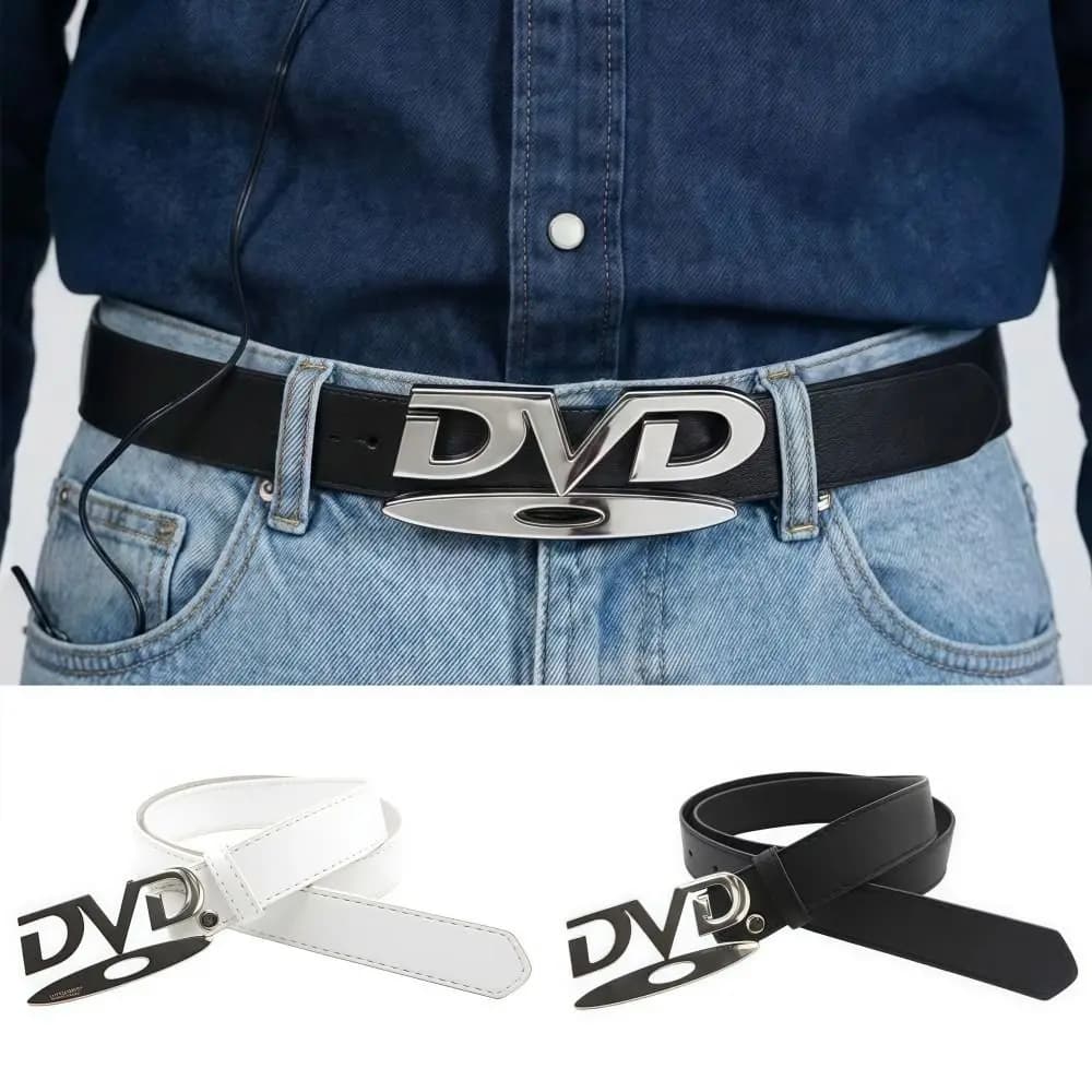 Cintura con fibbia inglese dal design nostalgico DVD Robusta cintura da donna Casual Versatile Design alla moda Senso Cintura di nicchia Decorazione jeans