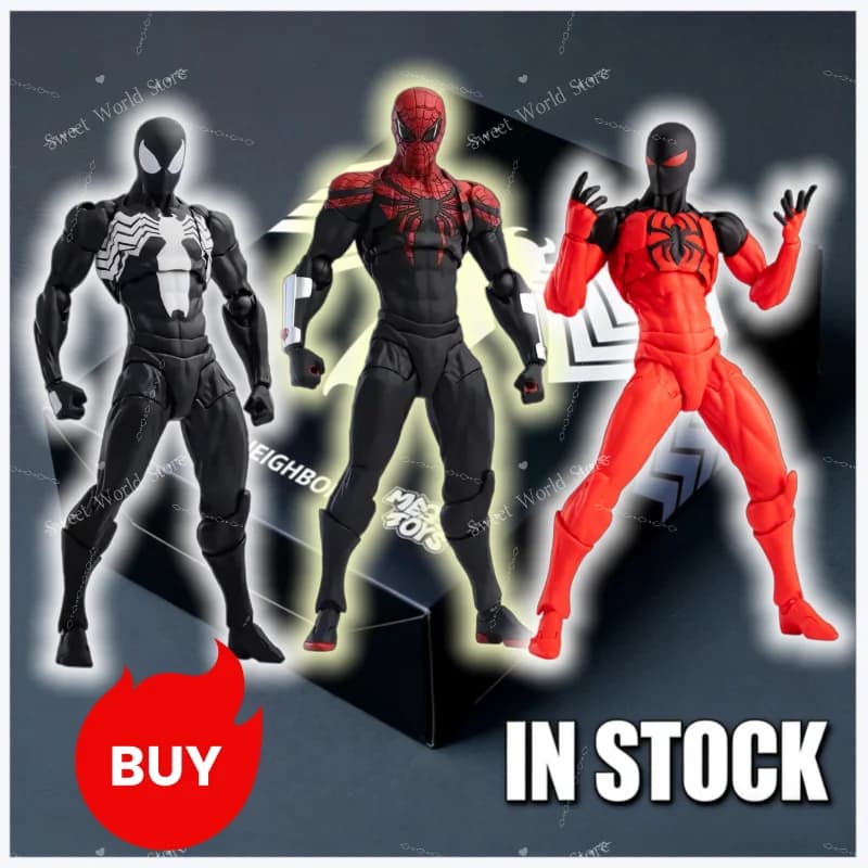 (Available) Spiderman Messtoys Figurine, Spider-Man Black and Red Toy, Anime Action Figure, Collection Model, Gift