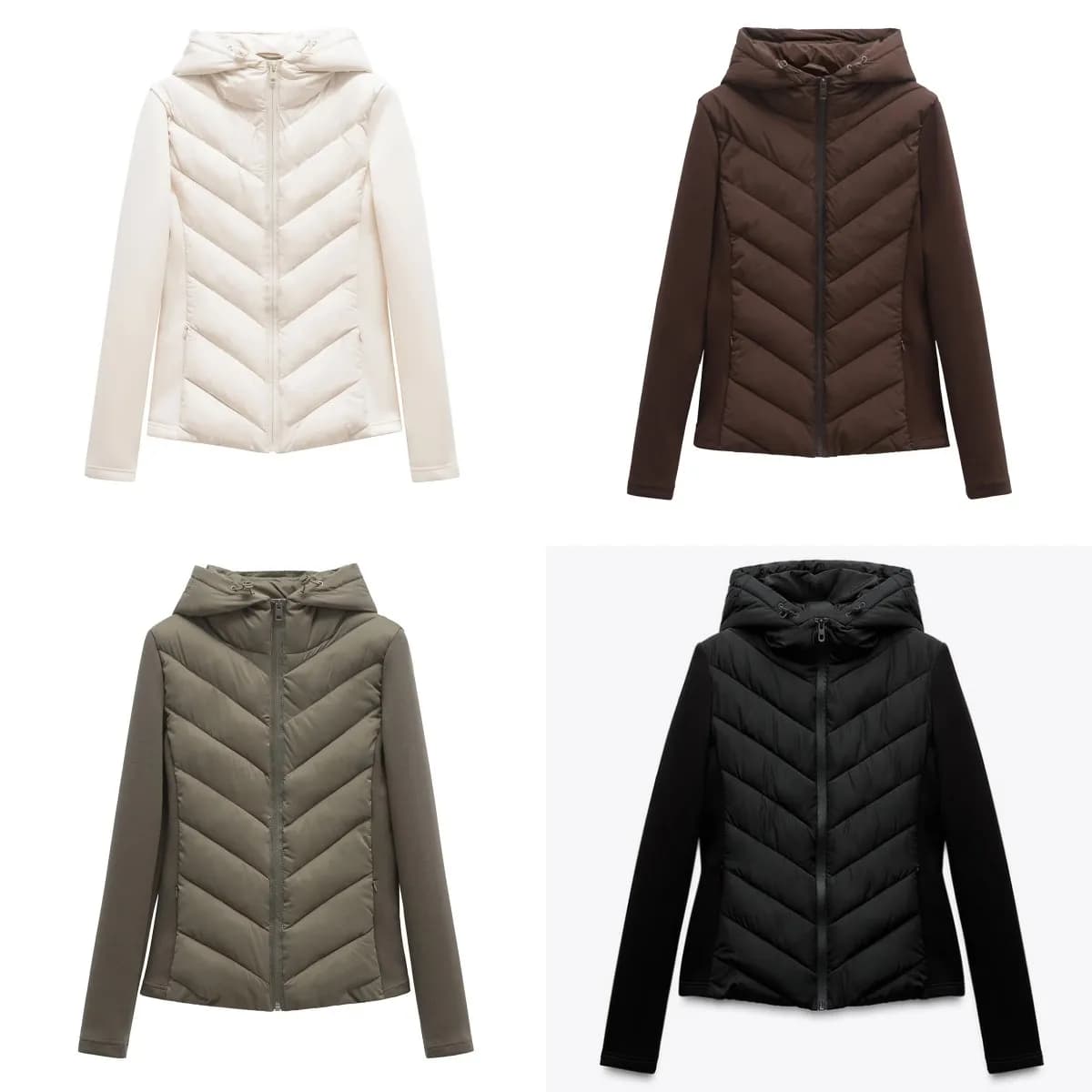 ETJ 2025 new women's elegant fashion patchwork long sleeve standing collar hooded cotton jacket sport coat 8073227