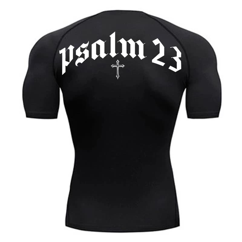 Salmo 23 Camicia a compressione con stampa incrociata per uomo T-shirt sportive ad asciugatura rapida T-shirt Top Allenamento in palestra Canottiere fitness Baselayers