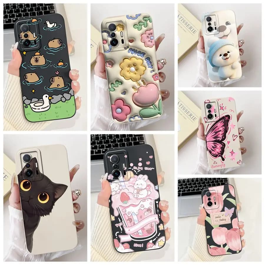 Per Xiaomi 11T Pro 11TPro Custodia Cover morbida in silicone liquido Protezione fotocamera Cover posteriore del telefono per Xiaomi 11 T Phone Fundas