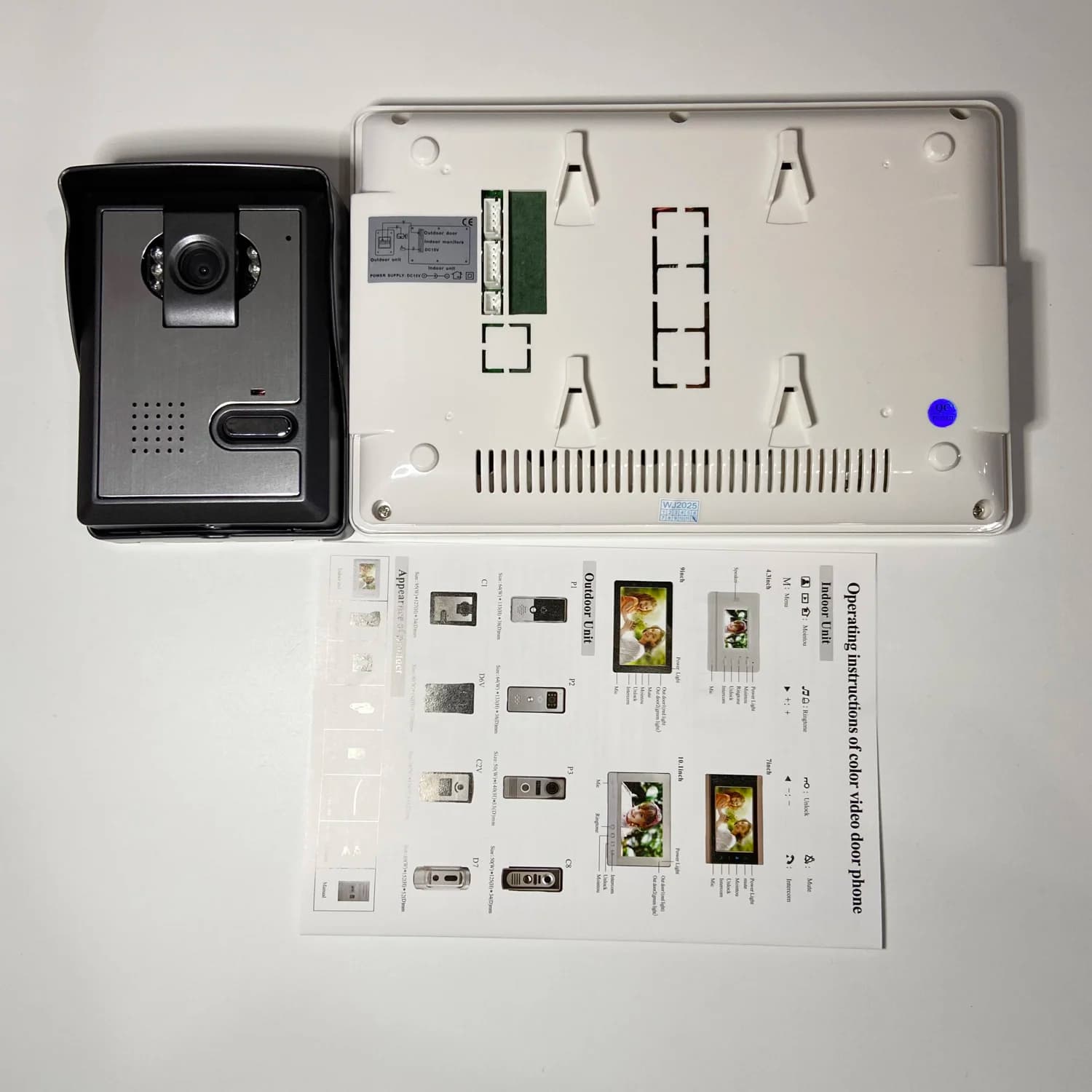 Sistema Citofonico Video con Schermo a Colori da 7 Pollici, 1 Telecamera, 2 Display, Funzione di Conversazione, Campanello per Visitatori, Telecamera Impermeabile