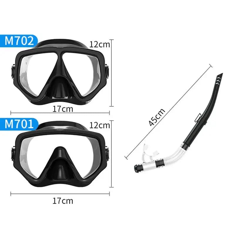 Maschera Subacquea Professionale con Montatura Grande per Uomo, Guarnizione in Silicone Morbido, Set Snorkel Anti-Perdita, Adatta per Immersioni Oceaniche