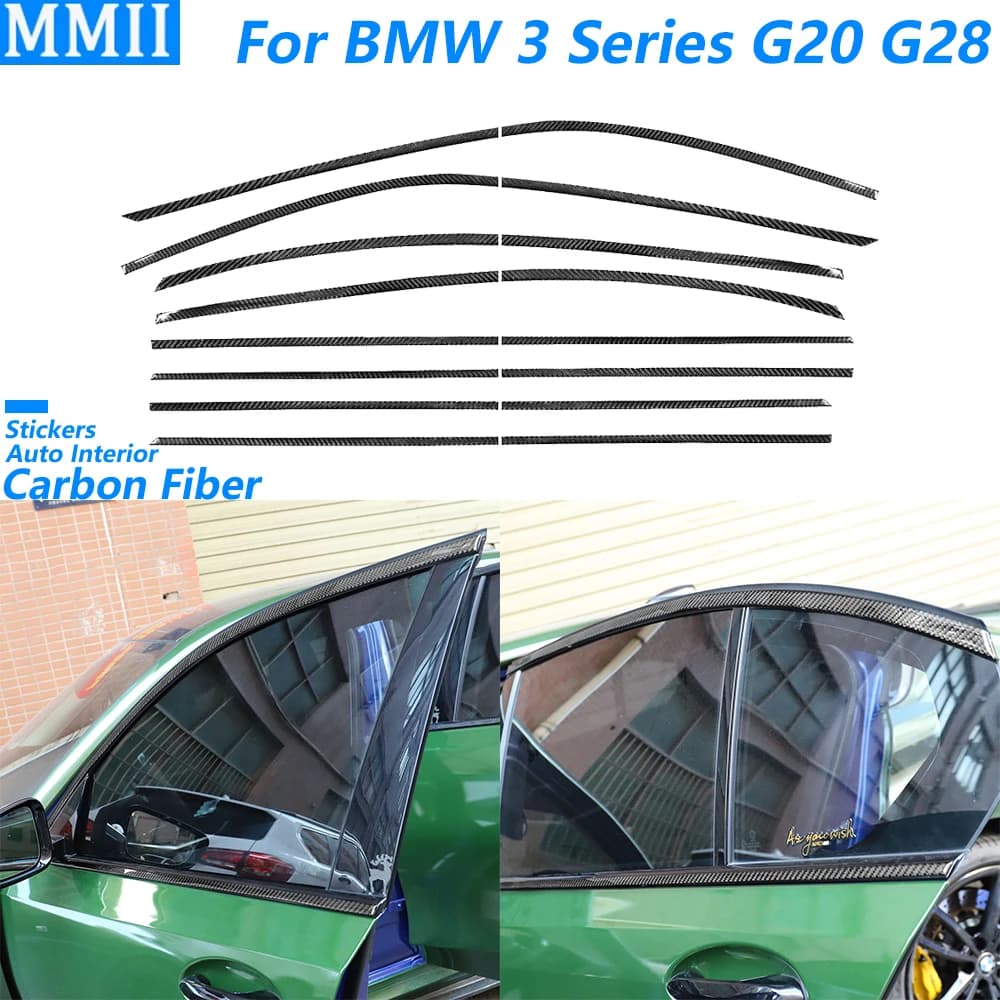 Per BMW Serie 3 G20 G28 325li 330d 335 2019-2022 In Fibra di Carbonio Esterno Porta Finestra Pannello di Rivestimento Strisce Accessori Auto adesivo