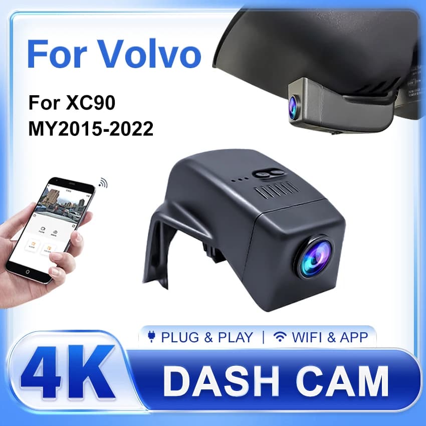 Dash Cam For Volvo XC90 2015 2016 2017 2019 2020 2021 2022, Plug and Play 4K Hidden Auto DVR Dash Camera Dashcam For XC90