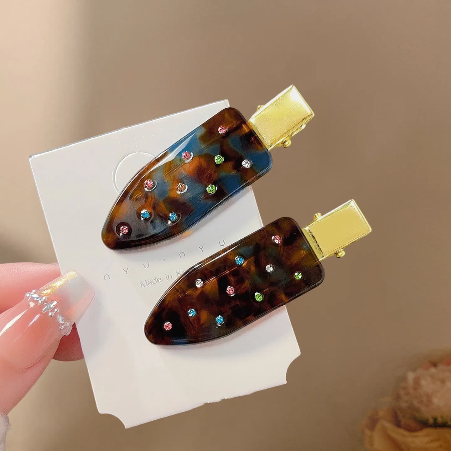 French Crystal Duckbill Hair Clip Vintage Acetate Side Bangs Clip Duck Bill Clip Hairpin Clip Headdress Hair Accessories