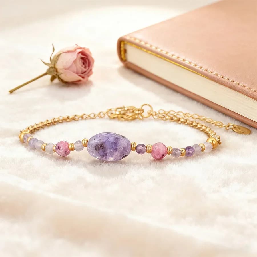 Squisito Bracciale con Perle in Pietra Naturale da Donna, Catena Regolabile Color Oro, Agate Indiane, Cristallo, Elegante Gioiello da Festa, Regalo