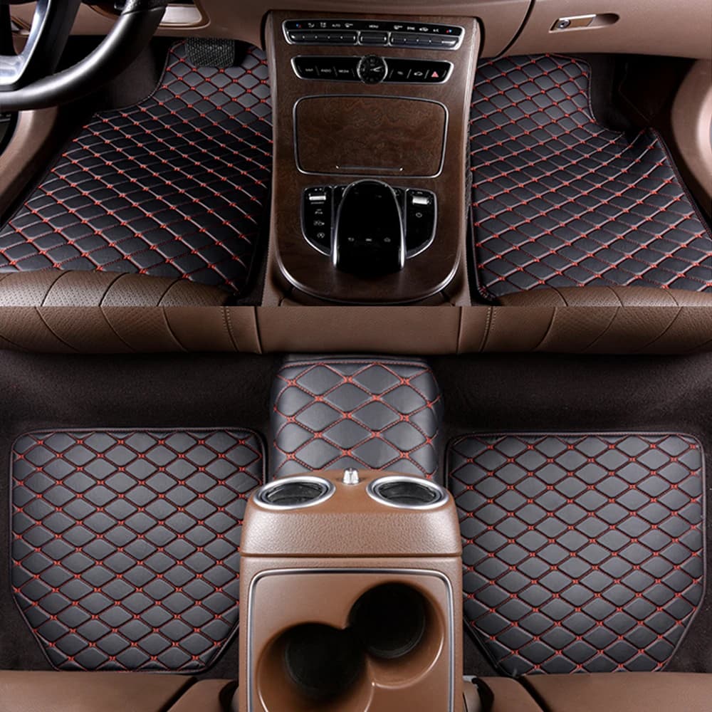 Set of 5 Universal Car Mats for PU Leather Waterproof, Foot Protection, Car Interior Accessories