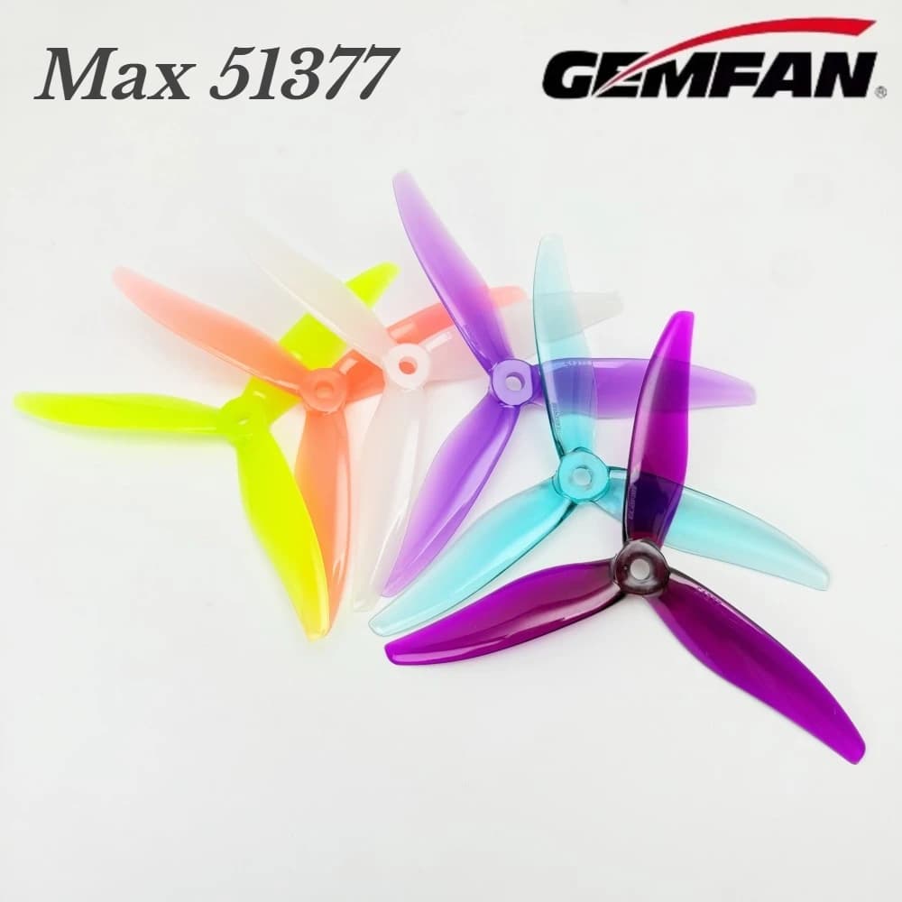2Pairs Gemfan Hurricane 51377 MAX 5 Inch 3-Blade/Tri-Blade Props PC Propeller for 2207 2100kv FPV Freestyle Long Range Drone