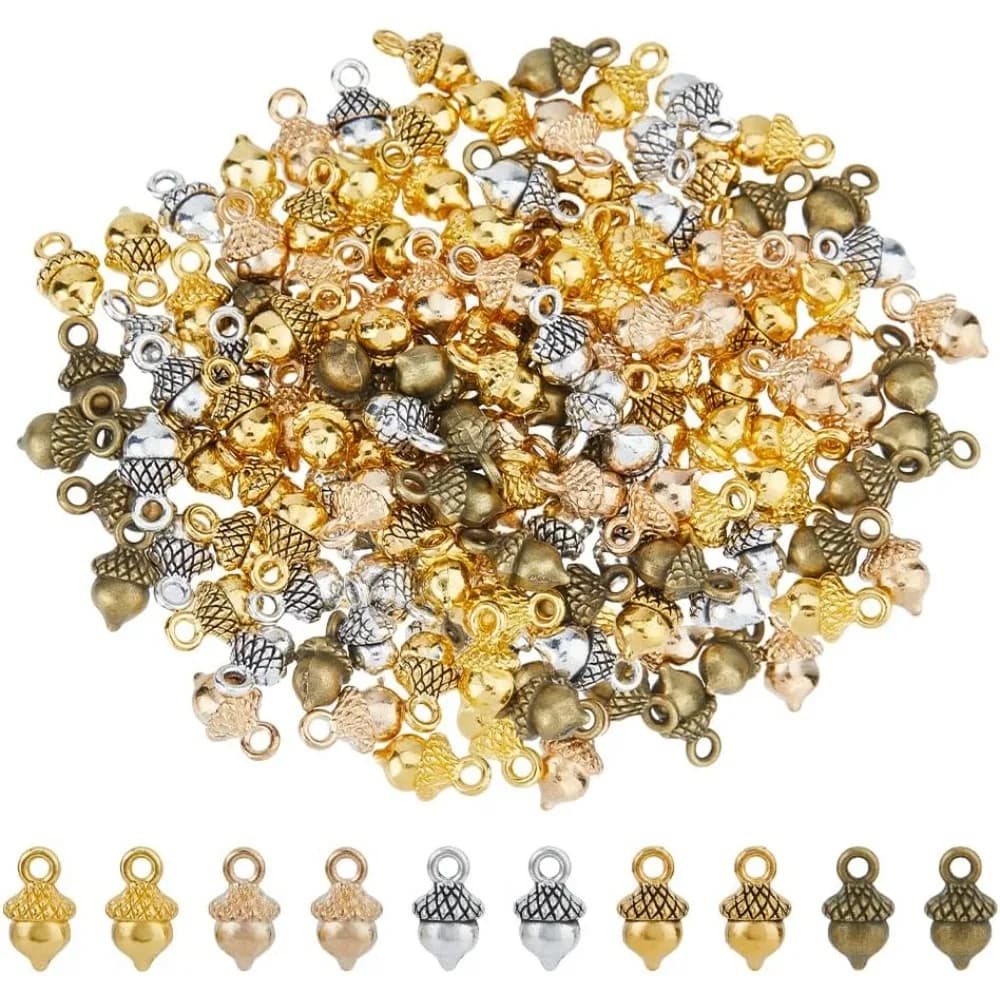150 pz 5 colori ghianda dado charms 12x7.5mm lega ghianda charms con anello di salto stile lega pigna pendenti natura noci
