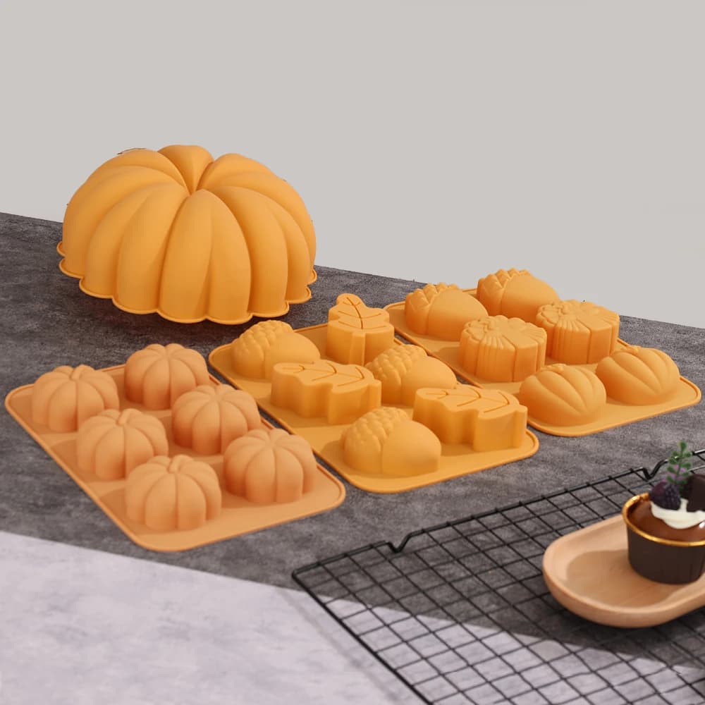 Farm Harvest Festival Pumpkin or Nuts Design Silicone Cake Molds Halloween Chocolate Moulds Candle Mold Kitchen Bakeware