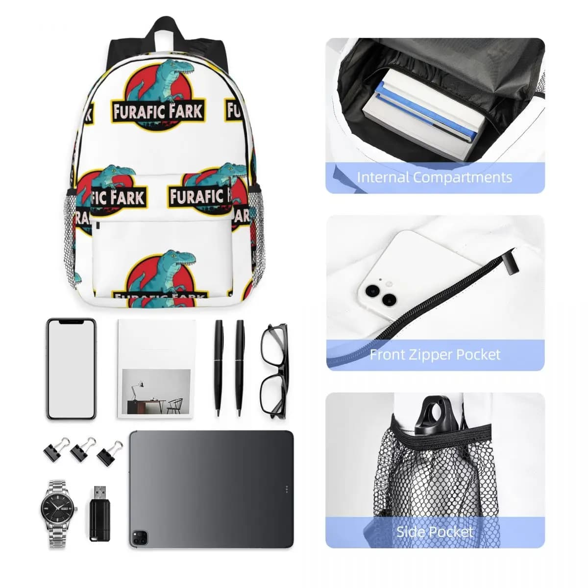 Furafic Fark Backpack Hot Sale Daypack Large Capacity Boys Girls BookBag Shoulder Bags for Men Women School Bag