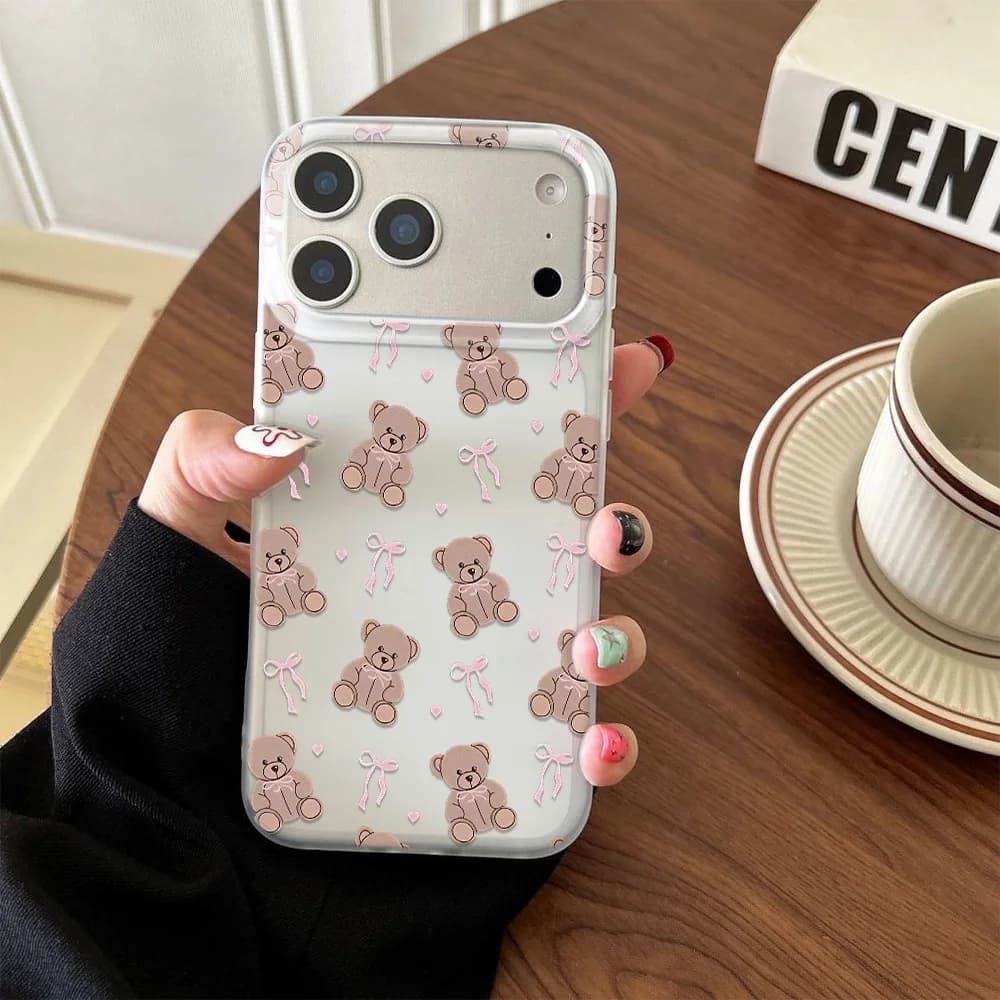 Custodia per telefono Bow Bear per IPhone 17 Pro Max 17Air 16 Plus 15 Pro 14 Plus 13 12 11 Scenario Silcone Cover morbida