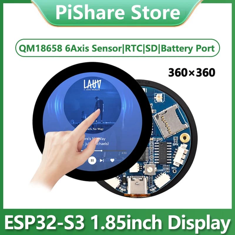 XiaoZhi DeepSeek AI Chat vocale ESP32 S3 Scheda di sviluppo LCD rotondo da 1,85 pollici QMI8658 /MIC /SD /MP3 Audio LVGL per Arduino