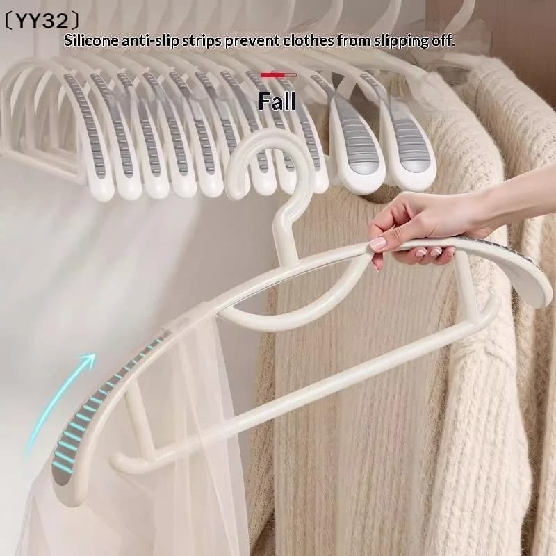 5PCS Upgraded Thicken Wide Shoulder Non-Slip Seamless Clothes Hangers Cream White Heavy Duty Hangers For Coat Suit Closet〔YY32〕