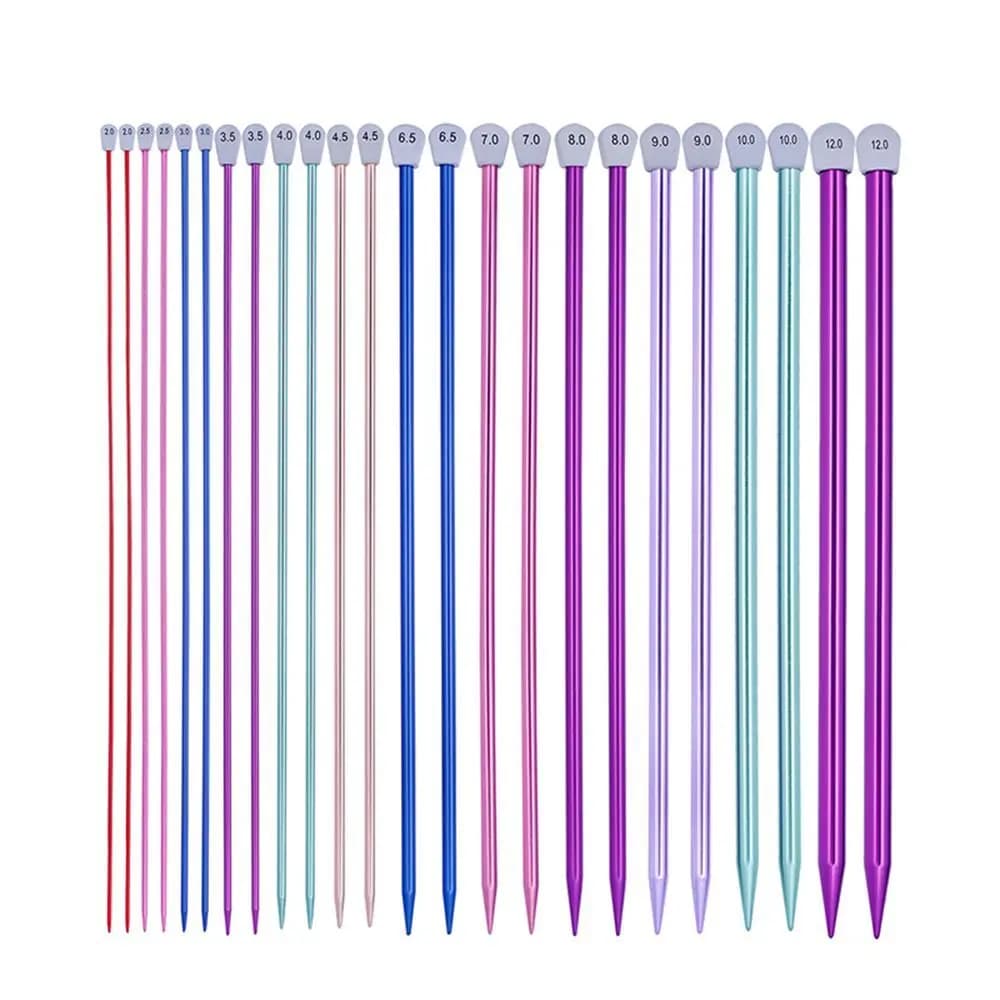 2Pcs/set 35cm 2.0-12mm Scarf Single Pointed Knitting Needles Pins Straight Aluminum DIY Weaving Tool Long Sweater Scarf Needle