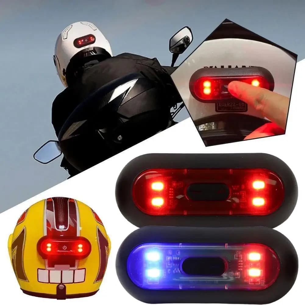 Luce LED per Casco Bicicletta con 4 Lampade, Ricaricabile, Luce Posteriore di Sicurezza, Accessori per Bici e Moto, Luce USB per Casco