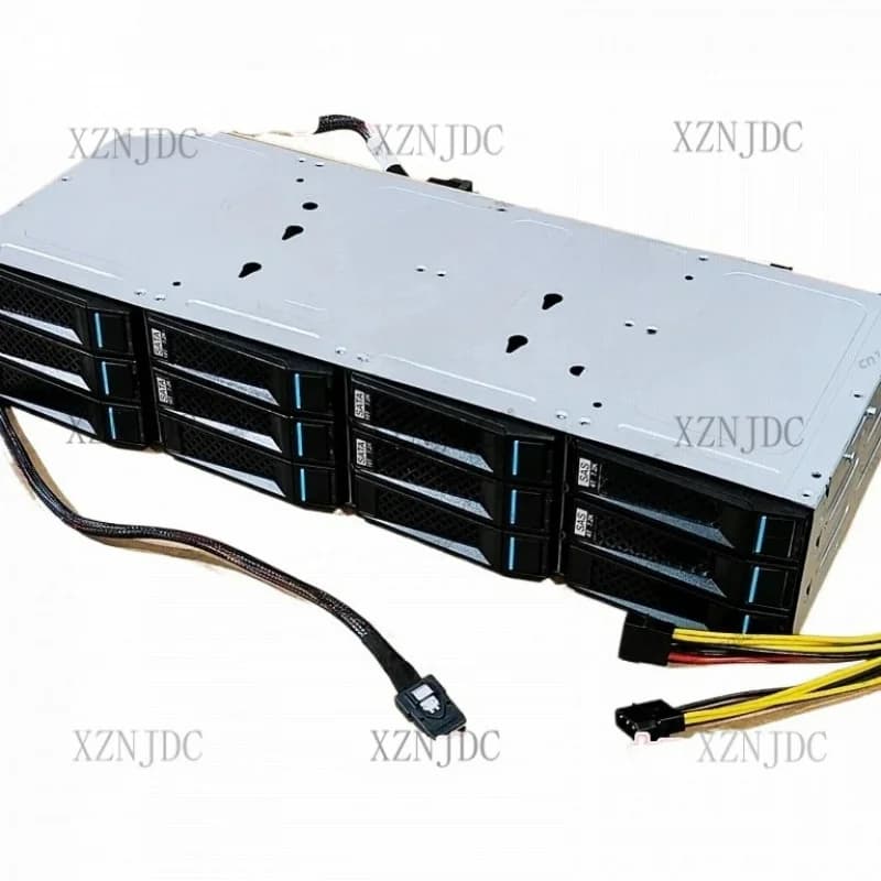 Gabbia per disco rigido da 12 alloggiamenti da 3,5 pollici da 6 Gb, NAS di archiviazione da 12 Gb Nero Qunhui CDN sostituibile a caldo, telaio serie SAS