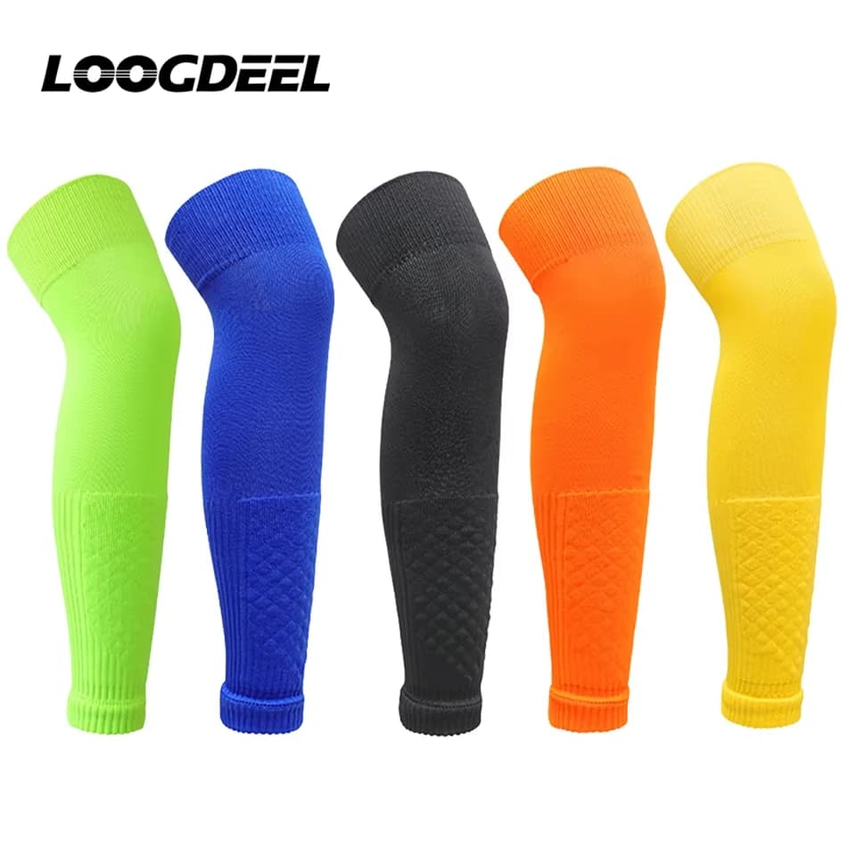 Loogdeel Scaldamuscoli per adulti Elastico Calcio Parastinchi Calzini al polpaccio Sopra il ginocchio Uomo Sport Protezione a compressione Allenamento a maniche lunghe