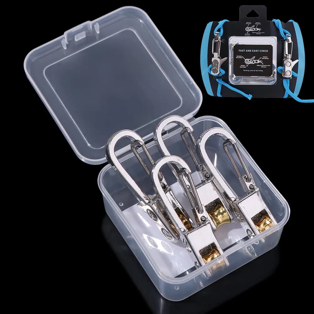 Corda con Fibbia di Bloccaggio e Tenditore a Rullo, 6 Ganci, Corda di Fissaggio Resistente, Tecnologia Cam, Regolatore Rapido del Cavo, per Campeggio