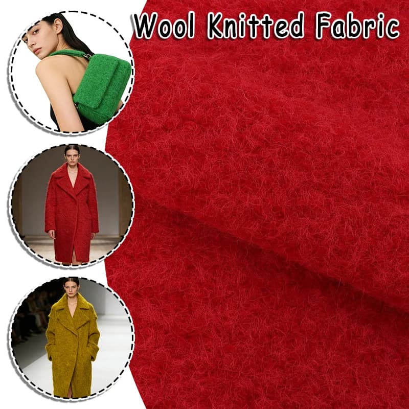 1M Autumn Winter Soft Wool Knitted Double-faced Fleece Fabric for Terry Cashmere Coat Handmade Warm Clothing Bag Sewing Cloth
