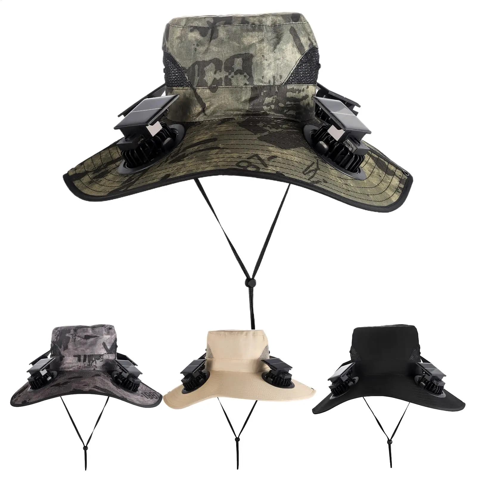 Large Size Quick Dry Bucket Hat With Solar Powered Fan USB Charging Sun Hat For Men Outdoor Hiking Camping Fishing Cooling Wear